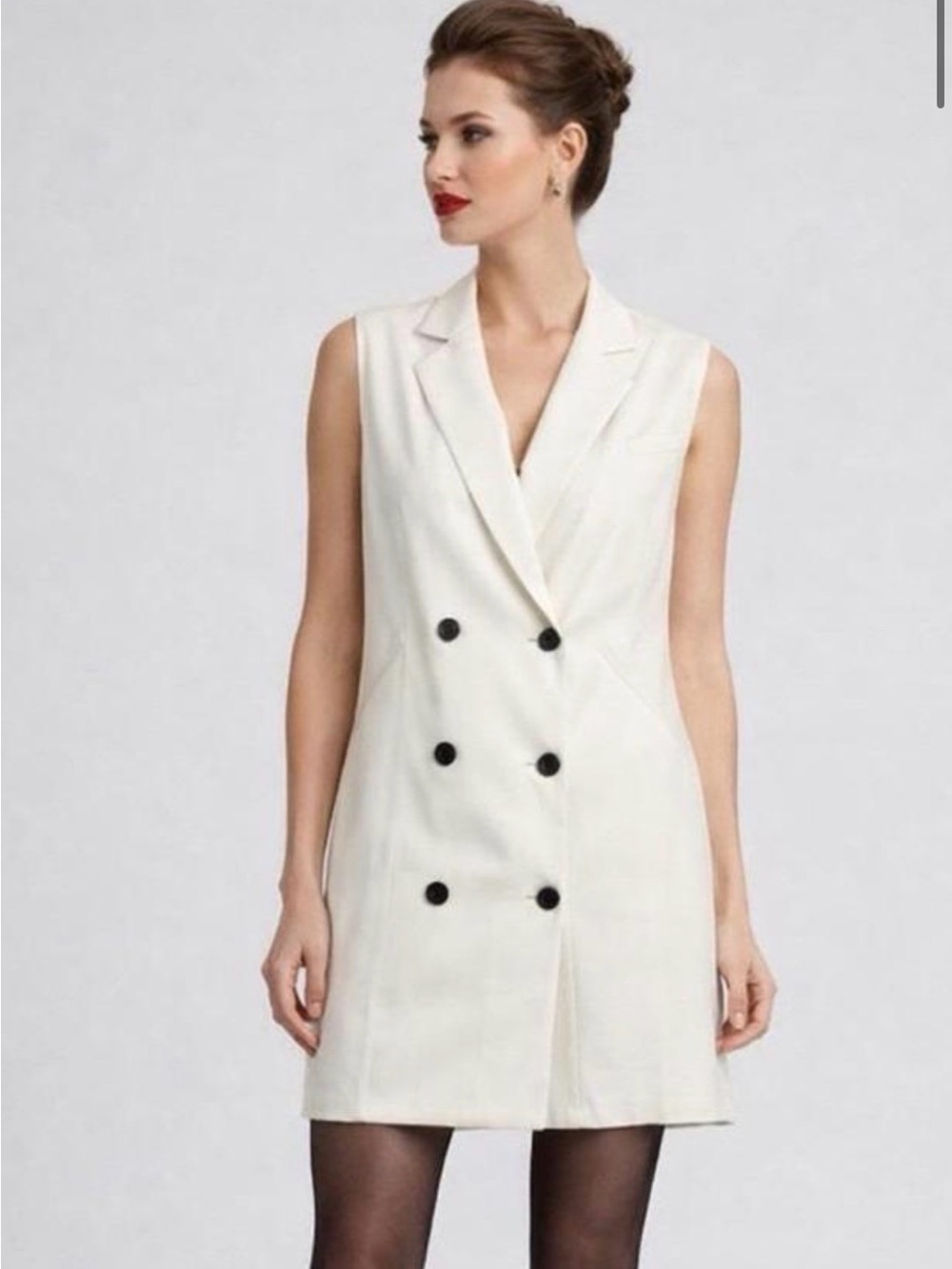 Akris Punto Cream Sleeveless Double-Breasted Blazer shirt size 16